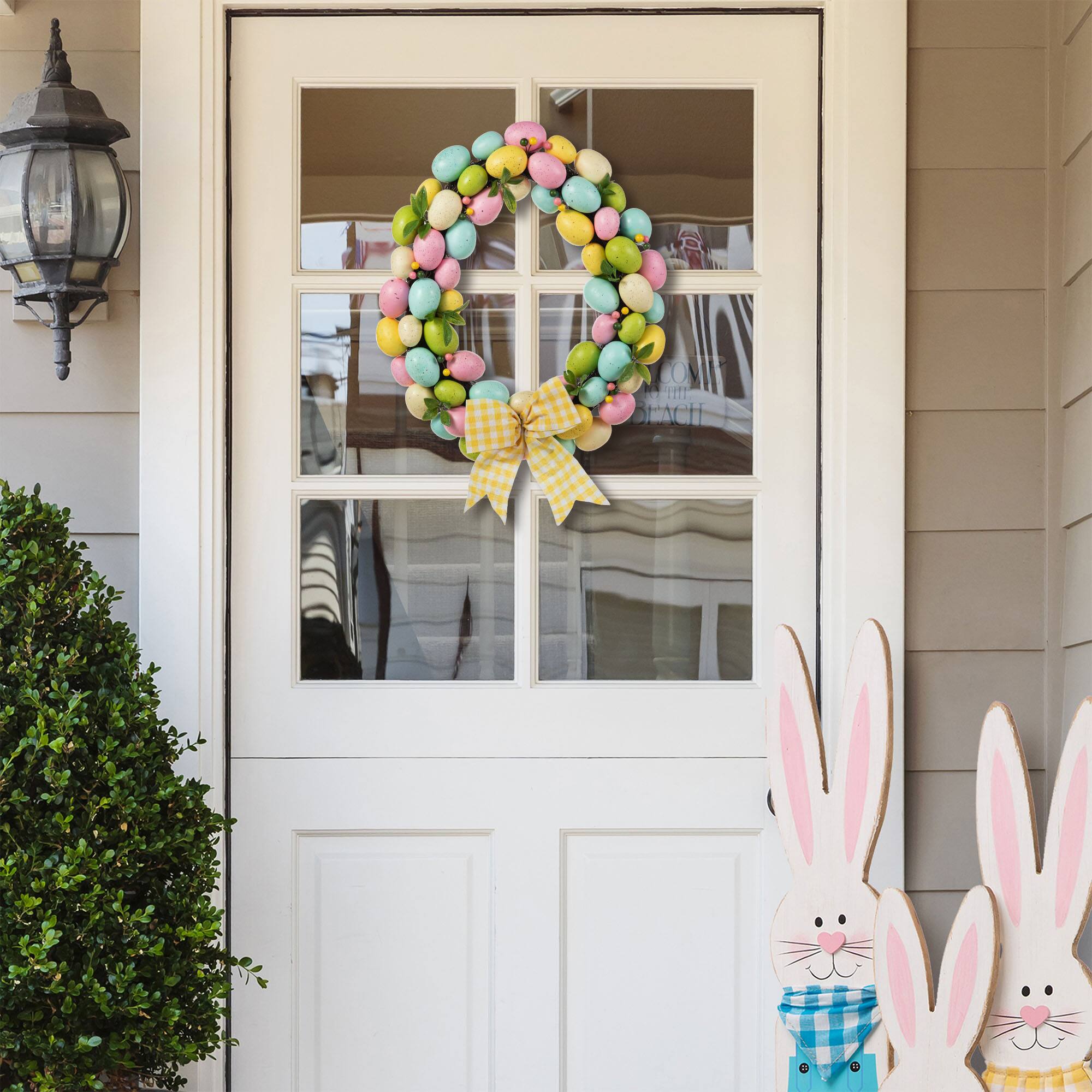 Glitzhome® 18" Easter Egg Shaped Eggs Wreath